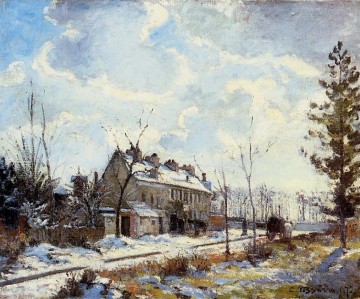 louveciennes Straße Schnee Effekt 1872 Camille Pissarro Szenerie Ölgemälde